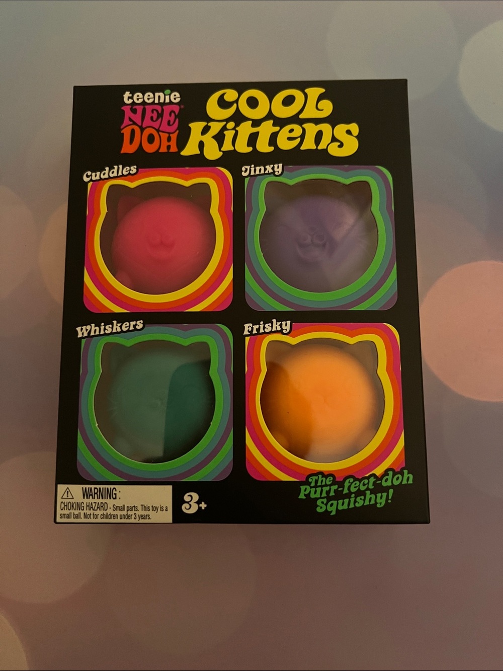 Teenie Nee-Doh Cool Kittens Squishy Set - Pink, Purple, Teal, Orange